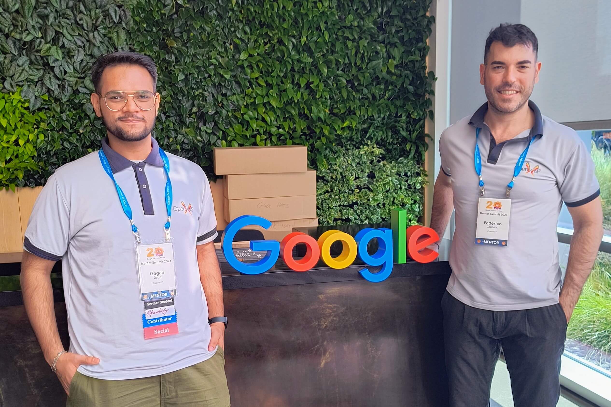 Gagan Deep and Federico Capoano at GSoC Mentor Summit 2024