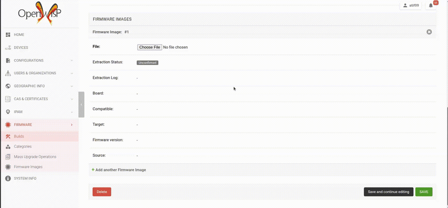 Admin filling in board and metadata fields by hand, which automatically confirms the image