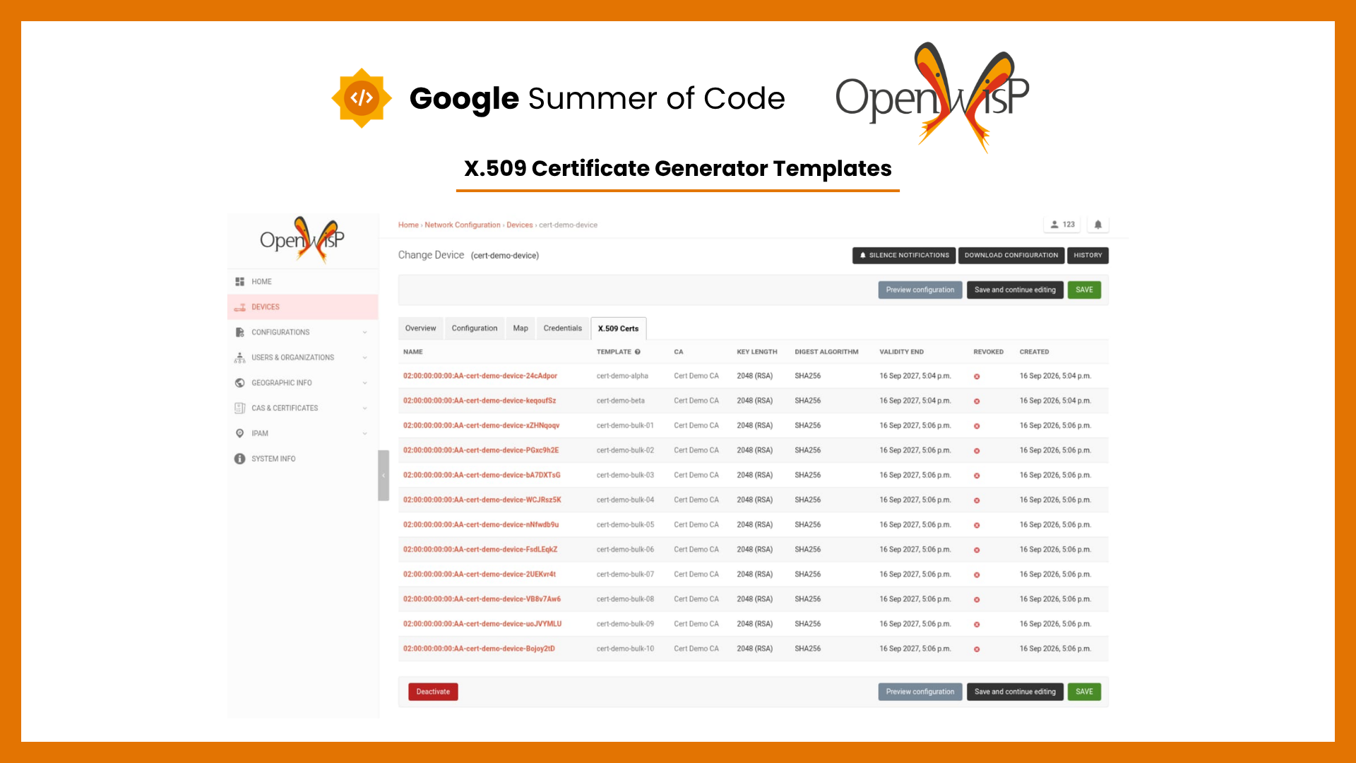 Google Summer of Code, X.509 Certificate Generator Templates in OpenWISP