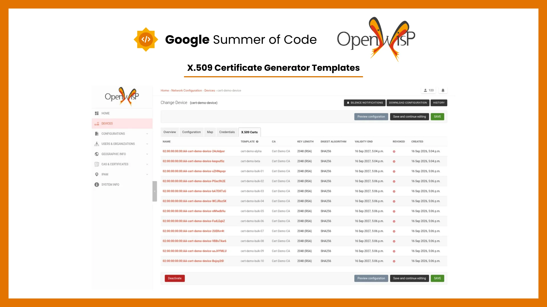 Google Summer of Code, X.509 Certificate Generator Templates in OpenWISP